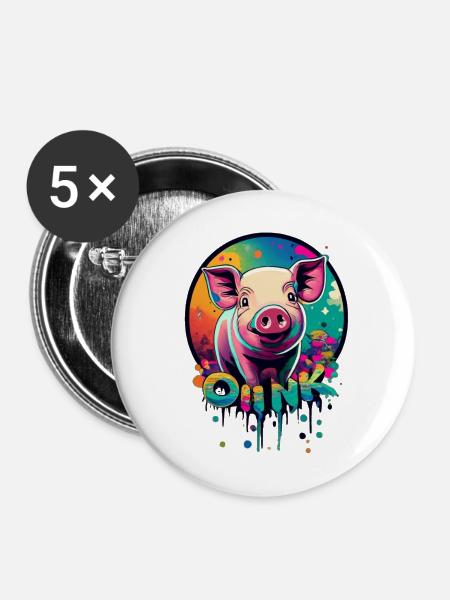 Oiink - Buttons mittel 32 mm (5er Pack) - Weiß