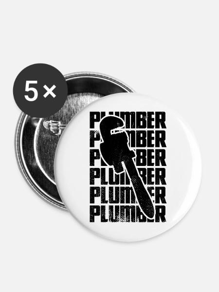 Klempner - Buttons mittel 32 mm (5er Pack) - Weiß