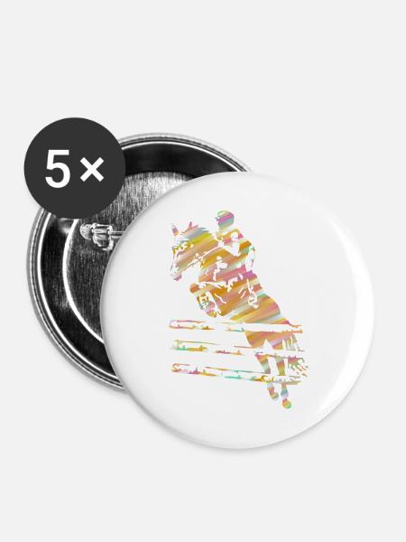 Reiter Springreiten - Buttons mittel 32 mm (5er Pack) - Weiß