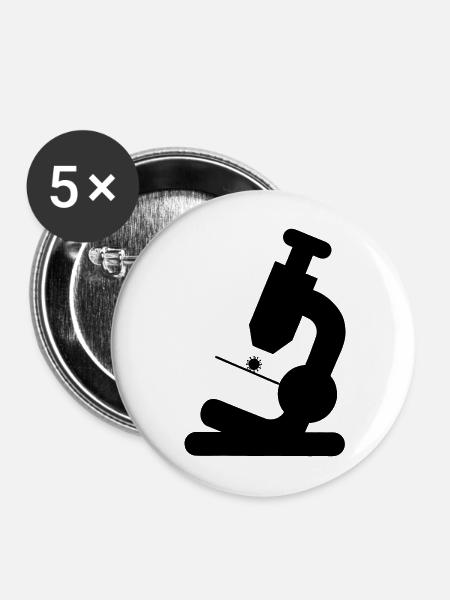 Mikroskop - Buttons mittel 32 mm (5er Pack) - Weiß