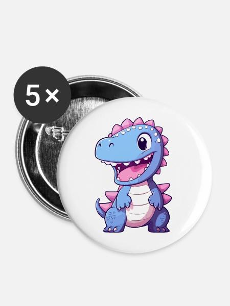 Dinosaurier, Dino, Fossil - Buttons mittel 32 mm (5er Pack) - Weiß