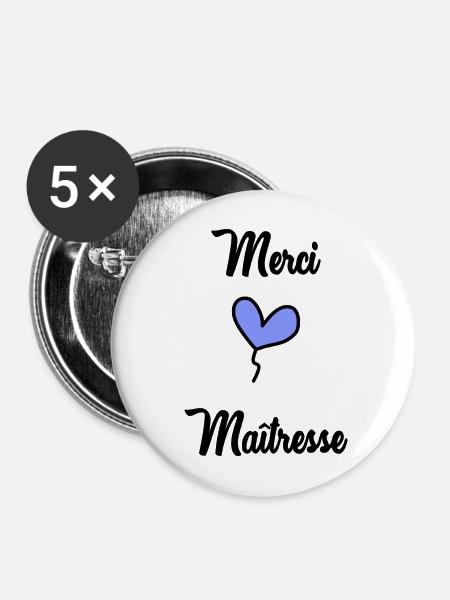 DANKE, HERRIN - Buttons mittel 32 mm (5er Pack) - Weiß