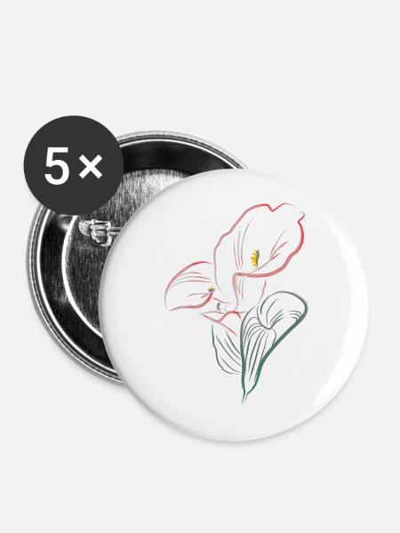 CALLA mix Rot-Pink - Buttons mittel 32 mm (5er Pack) - Weiß