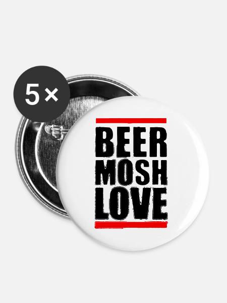 Bier Mosh Liebe Schwarzer Buchstabe - Buttons mittel 32 mm (5er Pack) - Weiß