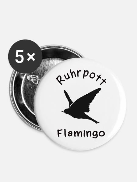 Ruhrpott Flamingo - Buttons mittel 32 mm (5er Pack) - Weiß