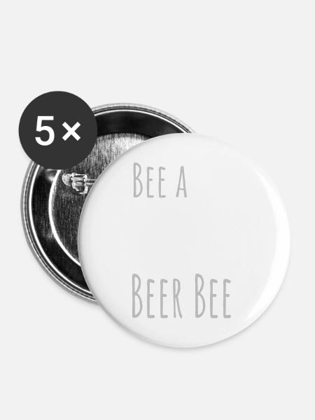 bee a beer bee - Buttons mittel 32 mm (5er Pack) - Weiß