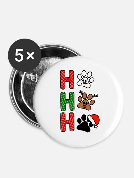 H Weihnachtspfoten Plaid - Buttons mittel 32 mm (5er Pack) - Weiß