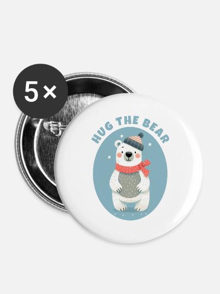 Umarme den Teddybären - Buttons mittel 32 mm (5er Pack) - Weiß