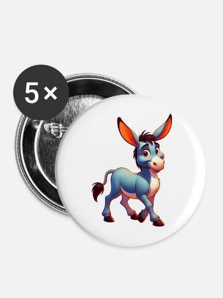 Esel-Maultier - Buttons mittel 32 mm (5er Pack) - Weiß