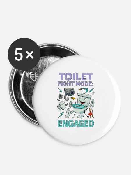 Toilettenkampf-Modus – Absurdes Hirnfäule-Design - Buttons mittel 32 mm (5er Pack) - Weiß