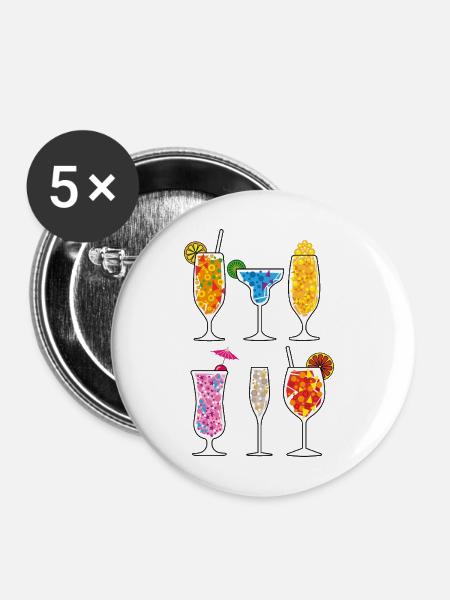 Sommer-Drinks - Buttons mittel 32 mm (5er Pack) - Weiß