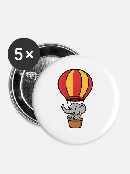 Niedlicher Elefantenballon Kinderdesign - Buttons mittel 32 mm (5er Pack) - Weiß