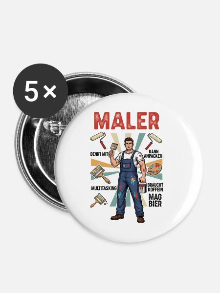 Der Maler - Buttons mittel 32 mm (5er Pack) - Weiß