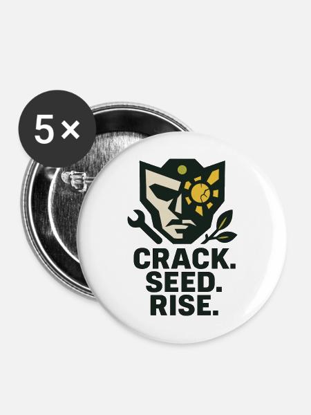 Crack. Seed. Rise. – Solarpunk - Buttons mittel 32 mm (5er Pack) - Weiß