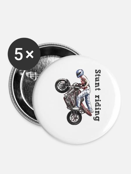 Stunt riding - Buttons mittel 32 mm (5er Pack) - Weiß