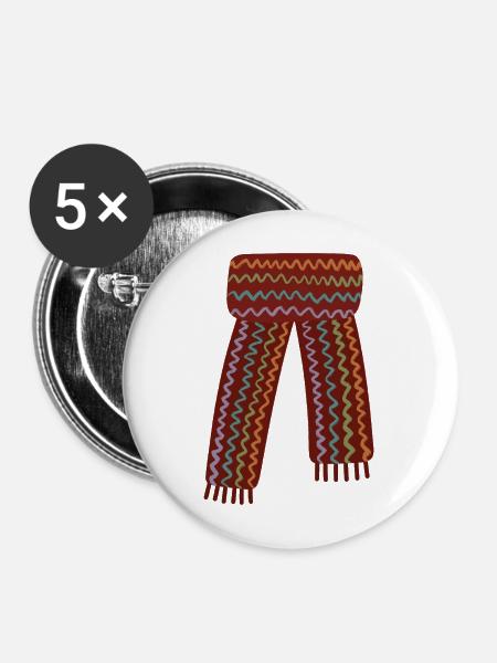 Bunter Schal mit Zickzackmuster - Buttons mittel 32 mm (5er Pack) - Weiß