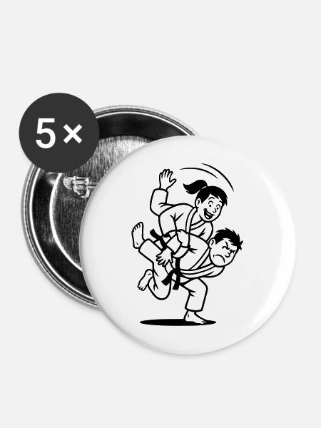 judoka wurf - Buttons mittel 32 mm (5er Pack) - Weiß