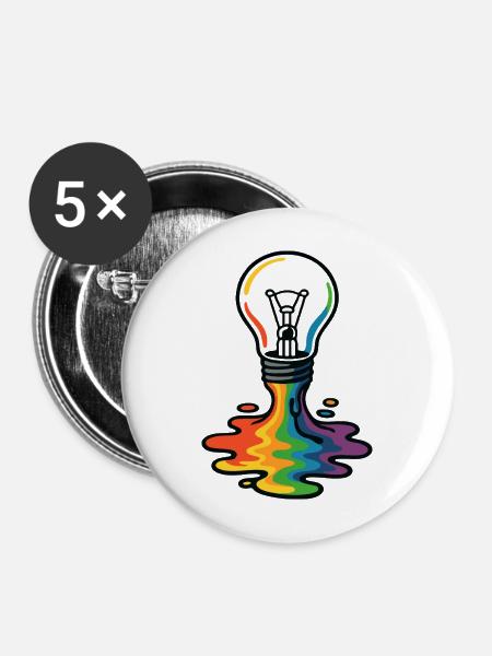 Rainbow Melt Glühbirne - Buttons mittel 32 mm (5er Pack) - Weiß