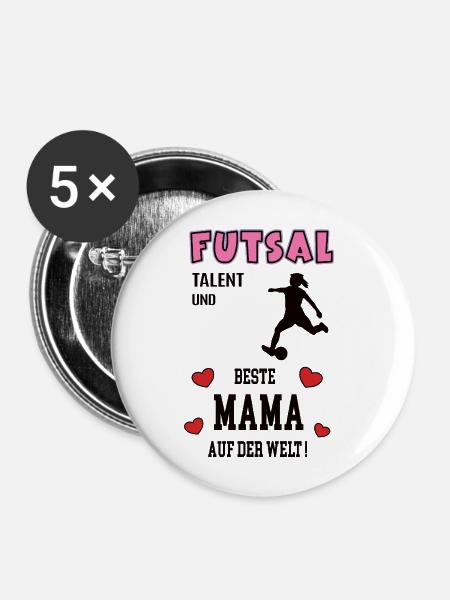 Futsal Spielerin Mama Futsalerin Mutter Frau - Buttons mittel 32 mm (5er Pack) - Weiß