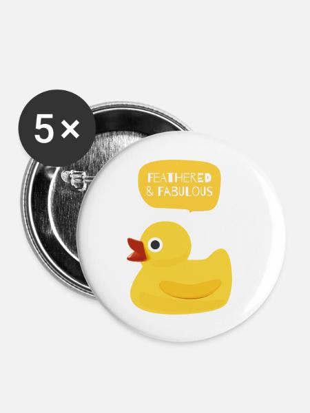 Gefiedertes & fabelhaftes Entendesign - Buttons mittel 32 mm (5er Pack) - Weiß