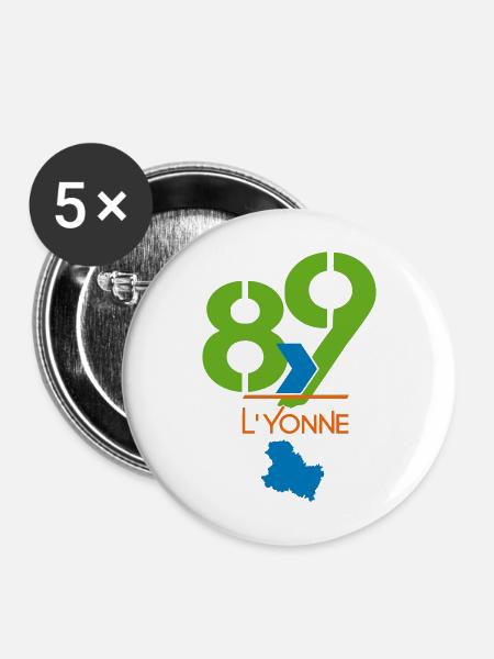 Logo 89 L'Yonne - Buttons mittel 32 mm (5er Pack) - Weiß