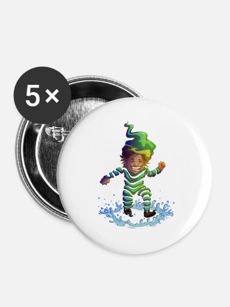 Bespritzen - Buttons mittel 32 mm (5er Pack) - Weiß