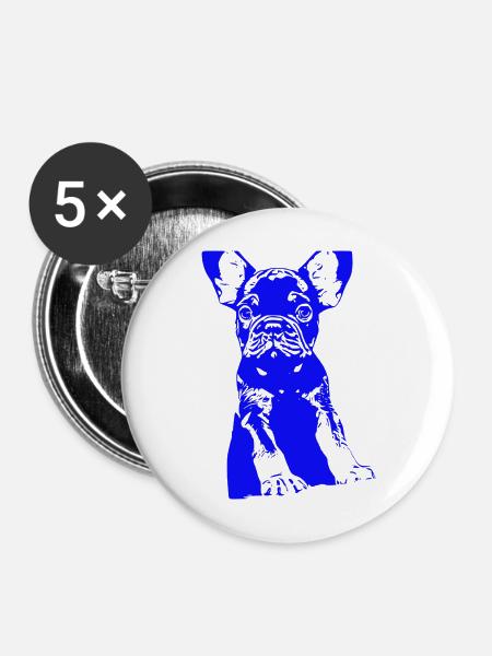 Bulldoge - Buttons mittel 32 mm (5er Pack) - Weiß