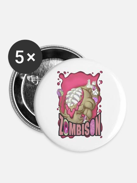 Zombison 2 - Buttons mittel 32 mm (5er Pack) - Weiß