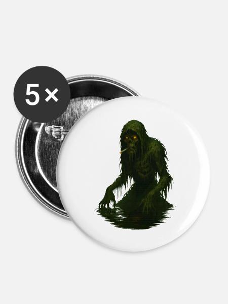 Swamp Monster - Buttons mittel 32 mm (5er Pack) - Weiß