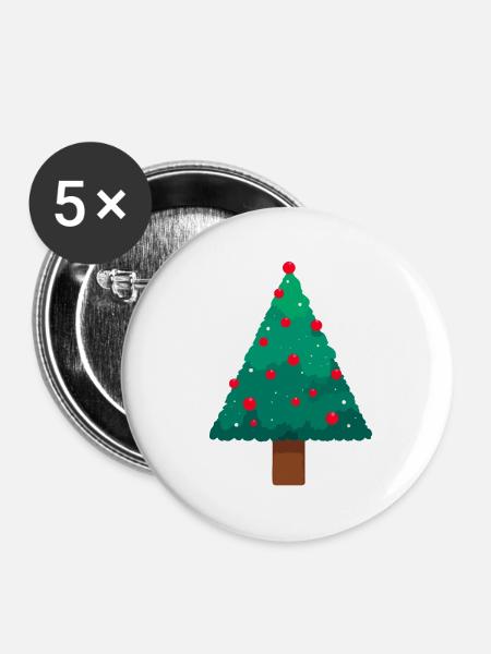 Weihnachtsbaum - Buttons mittel 32 mm (5er Pack) - Weiß