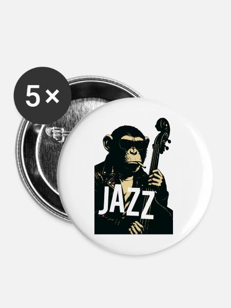 Jazz Monkey Noir Tee - Buttons mittel 32 mm (5er Pack) - Weiß