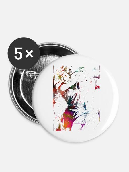 Golfspieler #golf - Buttons mittel 32 mm (5er Pack) - Weiß