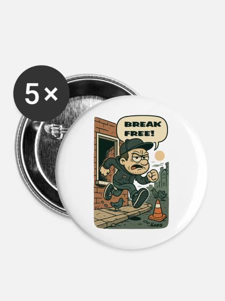 Urban Break Freifahrt - Buttons mittel 32 mm (5er Pack) - Weiß