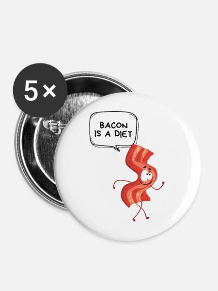 Bacon-Diät-Cartoon - Buttons mittel 32 mm (5er Pack) - Weiß