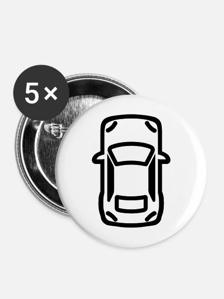 Auto - Buttons mittel 32 mm (5er Pack) - Weiß