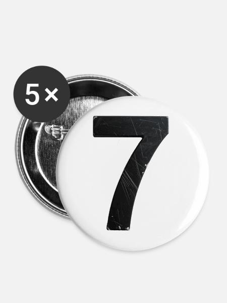Schrammiges Sieben-Design - Buttons mittel 32 mm (5er Pack) - Weiß
