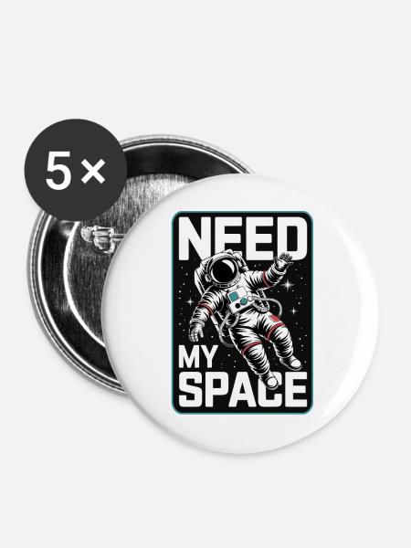 Need My Space Astronaut - Buttons mittel 32 mm (5er Pack) - Weiß