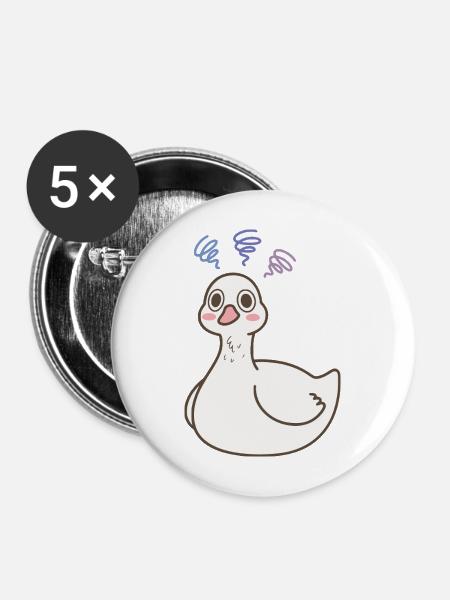 Quakende Spiralen-Ente - Buttons mittel 32 mm (5er Pack) - Weiß