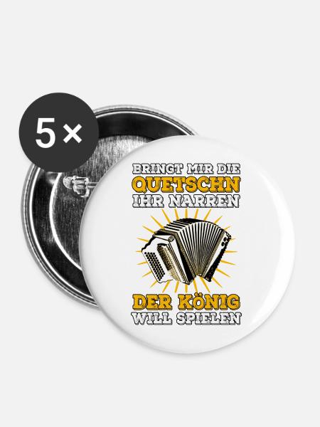 Quetschn - Der König will spielen! - Buttons mittel 32 mm (5er Pack) - Weiß