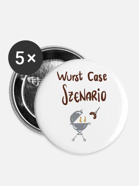 Wurst Case Szenario - Buttons mittel 32 mm (5er Pack) - Weiß