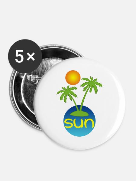 Paradies in der Sonne - Buttons mittel 32 mm (5er Pack) - Weiß