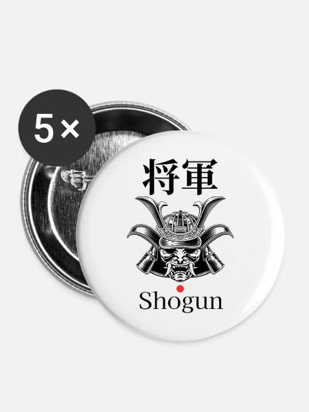 Shogun Kanji Kontrast - Buttons mittel 32 mm (5er Pack) - Weiß