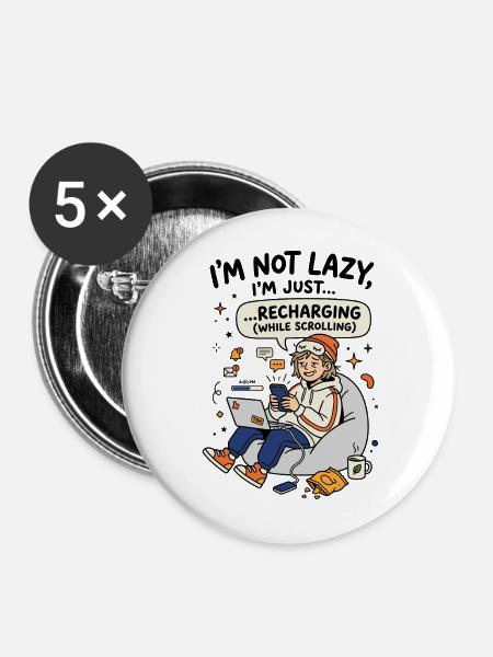 Recharging while scrolling Gen Z - Buttons mittel 32 mm (5er Pack) - Weiß