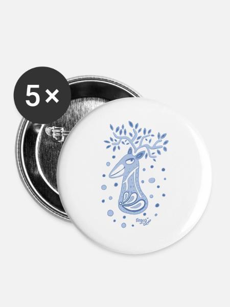 Hirschbock - Buttons mittel 32 mm (5er Pack) - Weiß