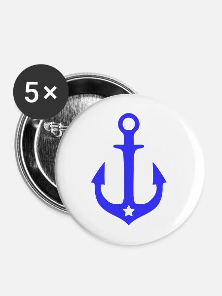 Nordanker mit Stern – Blau - Buttons mittel 32 mm (5er Pack) - Weiß