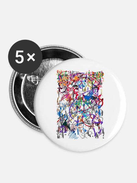 abstrakt - Buttons mittel 32 mm (5er Pack) - Weiß