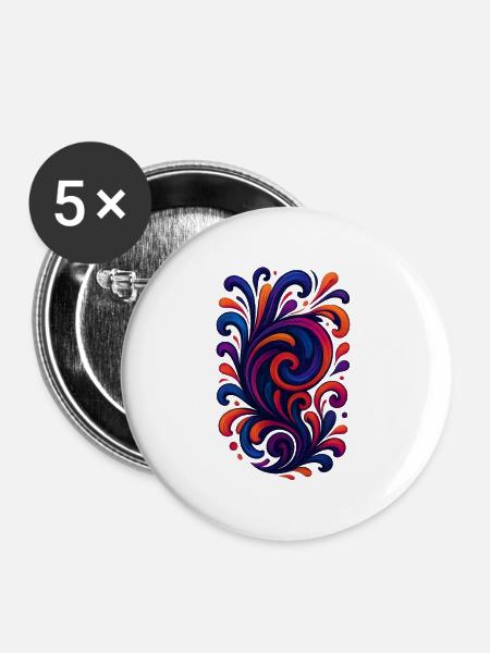 Bunter Wirbel - Buttons mittel 32 mm (5er Pack) - Weiß