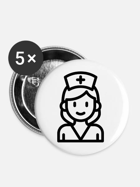 Krankenschwester - Buttons mittel 32 mm (5er Pack) - Weiß