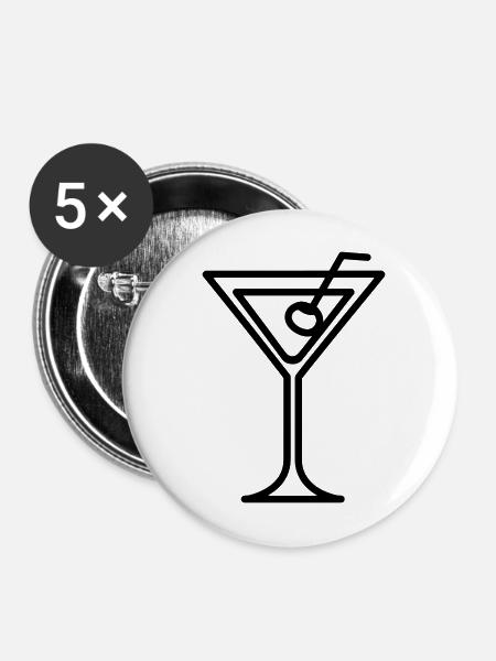 Cocktail - Buttons mittel 32 mm (5er Pack) - Weiß