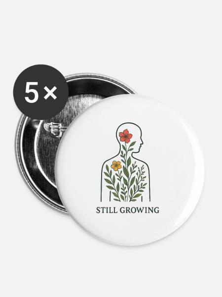 Still Growing Pflanzensilhouette - Buttons mittel 32 mm (5er Pack) - Weiß